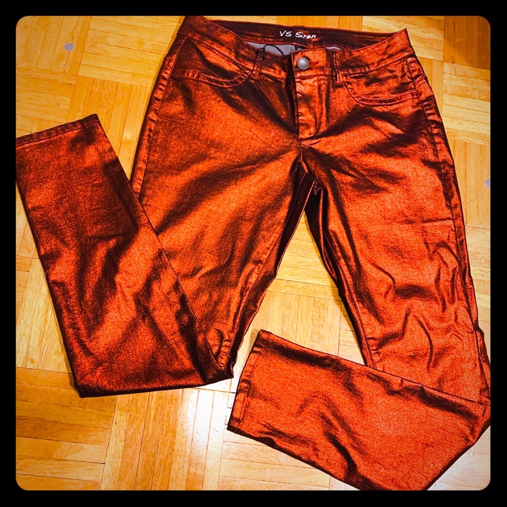 VINTAGE NWT VS SIREN RED METALLIC JEANS SKINNY 12